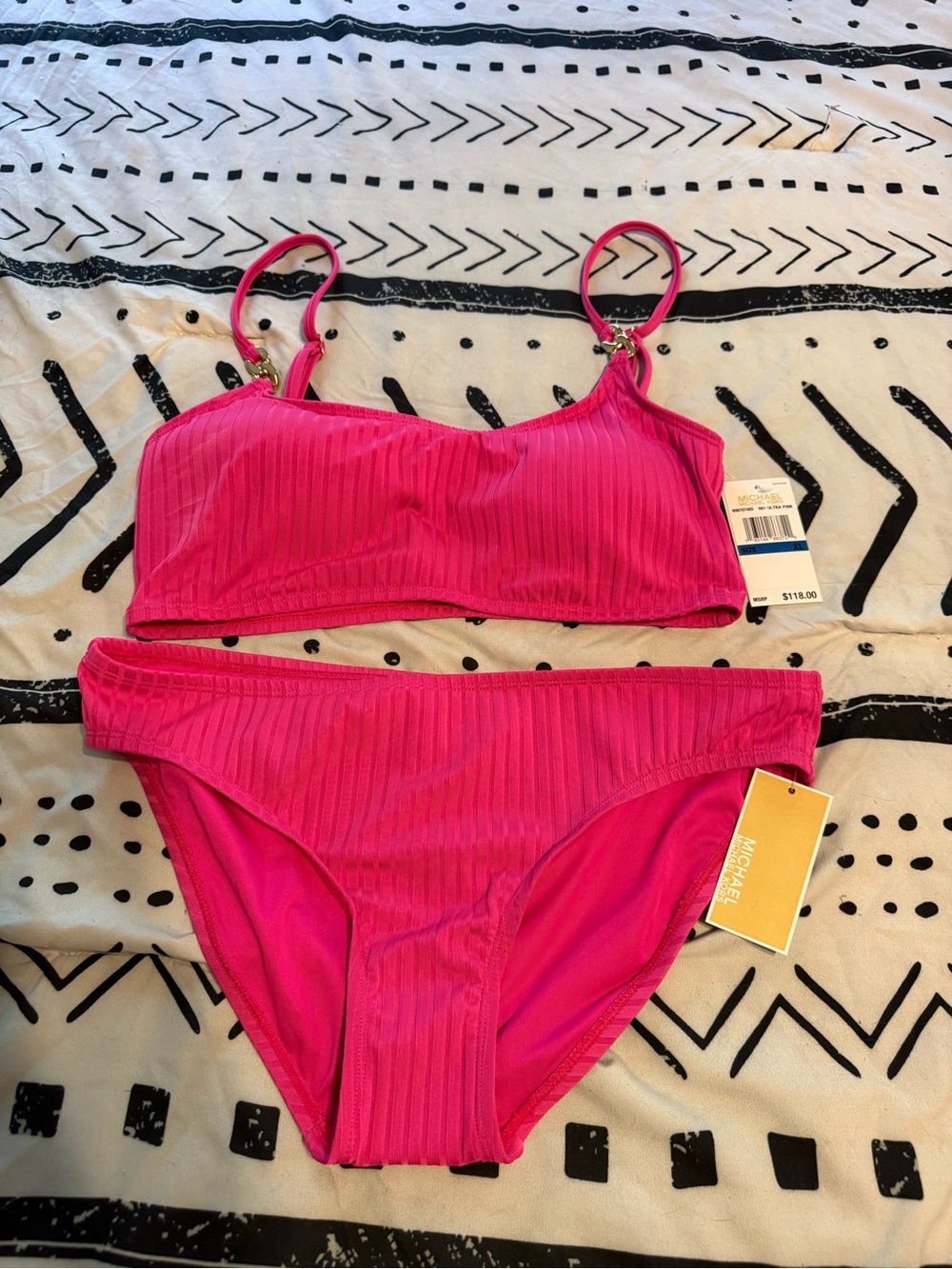 Michael Kors Ribbed Two-Piece Bikini Set